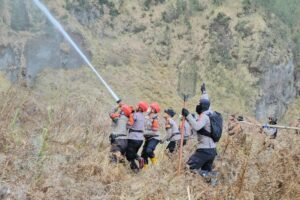 Polres Probolinggo dan Tim Gabungan Jinakkan Titik Api di Kawasan JLKT Bromo